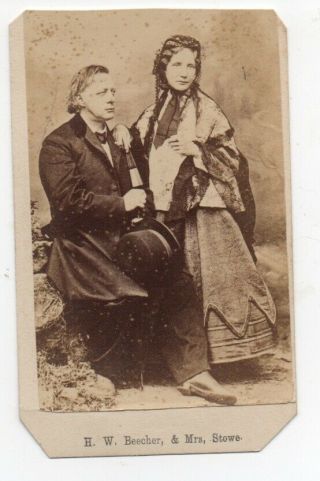 1860s Cdv Photo Of Writer Harriet Beecher Stowe And Brother Uncle Tom 
