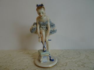 Stunning Rare Mv Irish Dresden Figurine Porcelain Lace Ballerina Dancer - Mib
