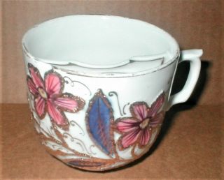 Vintage Mustache Mug/cup,  Butterfly And Flowers With Heavy Gold Trim,