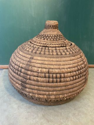 Antique Coiled Indian Basket Bowl Large Native American Vtg Weaving Pima Papago