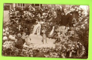Antique Post Mortem Girl In Casket Vintage Funeral Photo Postcard 457