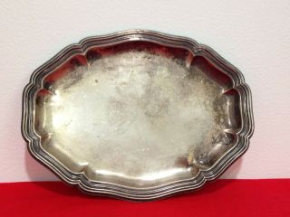 Vintage German Signed 835 Coin Silver Alloy Scallop Dish Platter Plate 169 Grams