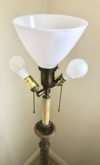 Antique Barley Twist 3 Bulb Floor Lamp W/ Shade 5