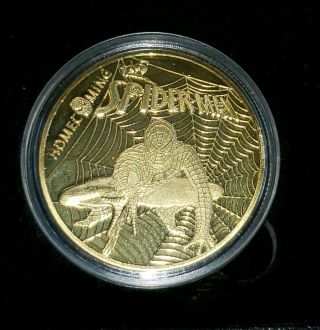 WORTH SPIDER - MAN 24KT GOLD PLATED 5 PIECE COIN SET WITH MT 2