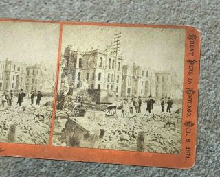 Antique Stereoview Photograph Court House Great Fire In Chicago 1871 Ruins