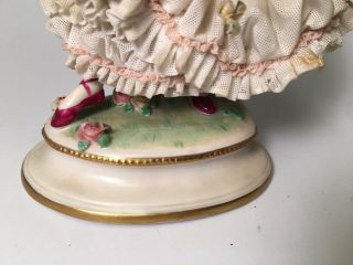 Antique German Dresden Volkstedt Lace Porcelain Figurine Of Ballerina Rare 4