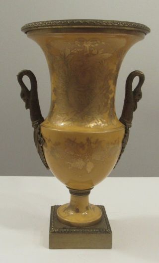 A 19th C.  SEVRES - STYLE PORCELAIN URN WITH GILT BRONZE MOUNTS 3