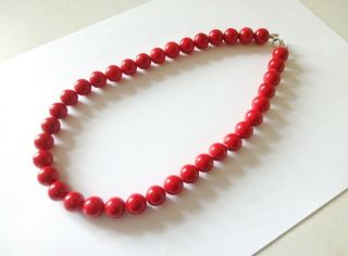 Vintage Natural Red Coral Necklace With Huge Beads 12 Mm