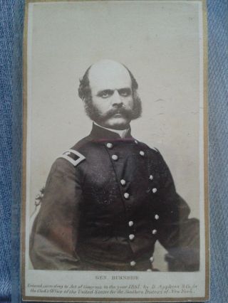 Civil War Cdv Union General Ambrose E.  Burnside D.  Appleton & Co. ,  York