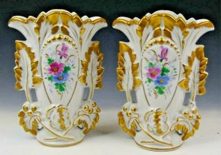 Vintage French Old Paris Vases Couple,  Early C Xx.