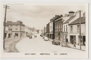 Early Postcard,  Ireland,  Abbeyfeale,  Co Limerick,  Main St,  Old Shops,  Cars,  Rp,