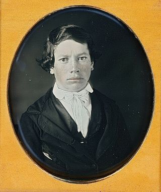Teenage Boy With Freckles Tinted Face Unkempt Hair 1/6 Plate Daguerreotype G118