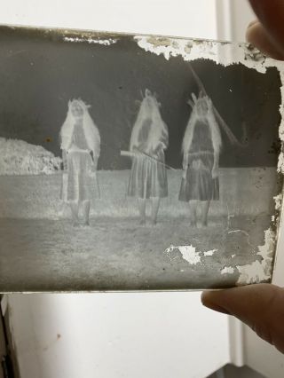 Native Americans Indian Glass Negative Photo 1890s Tepee In Background 1 Has Gun