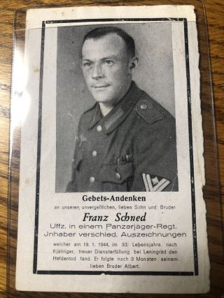 Ww2 German Death Card Panzerjäger Leningrad