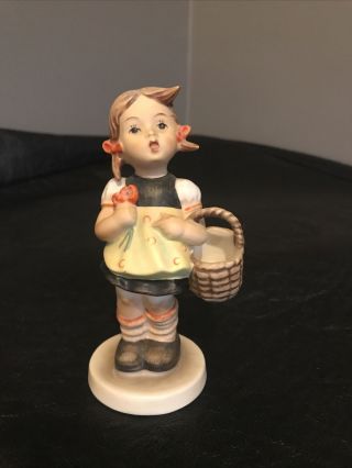 Vintage 1962 Hummel Figurine " Sister " Girl With Basket And Flower