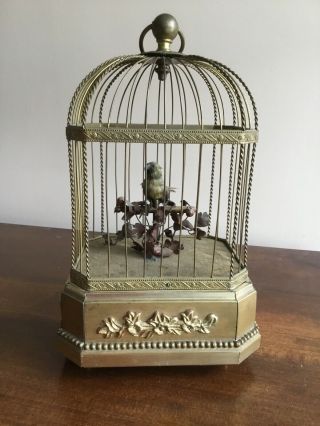 Antique French Bird Cage Automaton Music Box Singing Bird Made In France