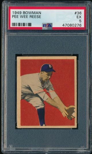 Pee Wee Reese 1949 Bowman 36 Graded Psa 5 Ex Brooklyn Dodgers Hof Vintage