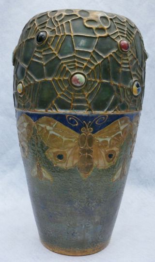 Amphora Butterfly & Spider Web Semiramis Vase By Paul Dachsel
