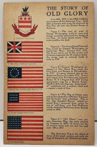 Patriotic The Story Of Old Glory United Cigar Stores Flag Day Postcard D15