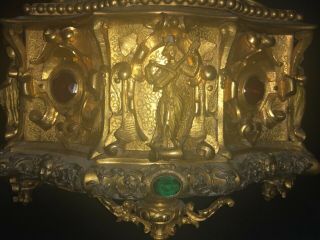 Antique French Palais Royal Ormolu Figural Cherub Jeweled Casket Box