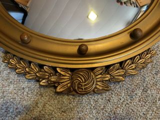 Vintage Antique Gold Federal Eagle 13 Colonies Carved Giltwood Convex Mirror 5
