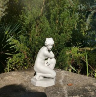 German Parian Or Bisque Porcelain Of The Crouching Venus Nude