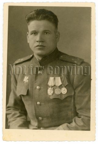 1940s Ww2 Soviet Military Man Award Uniform Red Army Occupation Russian Photo