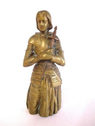 Old Antique French Joan Of Arc Bell Bronze Figurine.