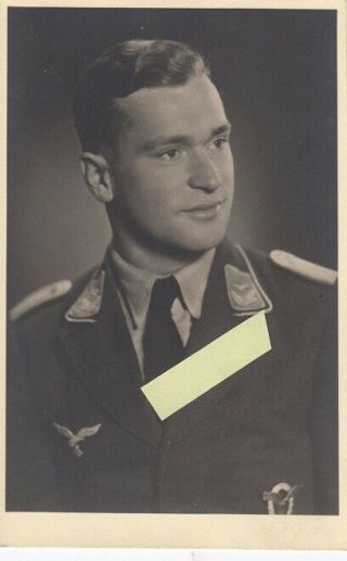 Portrait Of German Ww2 Luftwaffe Pilot,  Postcard Size
