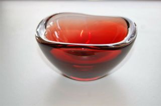 Antique Vintage Orrefors Ruby Crystal Bowl - Candy Dish - Signed And Numbered