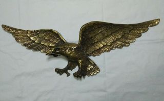 Vintage Cast Iron With Brass Finish American Eagle Wall / Gate Ornament 29