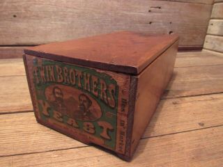 Vintage Antique Rare Twin Brothers Yeast Wood Small Crate - Dated Oct,  1890