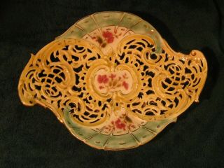 Antique Zsolnay Pecs Hungarian Floral Tray Dish