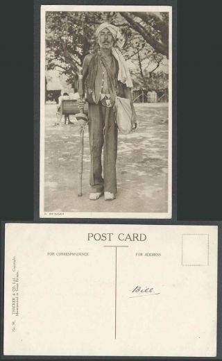India Old Postcard A Beggar Native Indian Man With Walking Stick Thacker & Co.  58