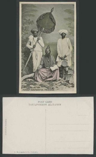 India Old Colour Postcard Hindu Mahratta Priests,  Native Indian Religious Priest