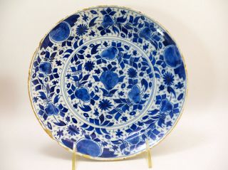 Antique 18th Century English Delft Delftware Floral Pottery Plate