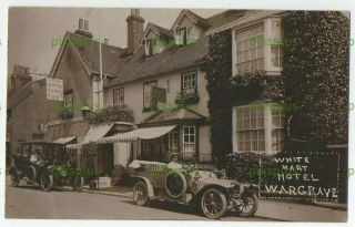 Old Pub Postcard The White Hart Hotel Wargrave Note Motor Car Real Photo C.  1910