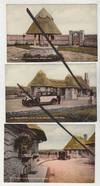 Six Vintage Postcards ; K.  C.  B.  Filling Station,  Benson,  Oxon (nr Wallingford)