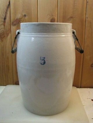 Antique 17.  5 Stoneware 5 Gallon Crock Butter Churn B3549