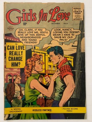 Girls In Love 57 Rare 1956 Golden Age A Quality Romance Publication Comic Book