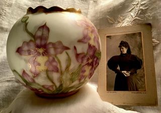 1895 Antique Limoges France - Hand Painted - Porcelain Floral Rose Bowl - Signed