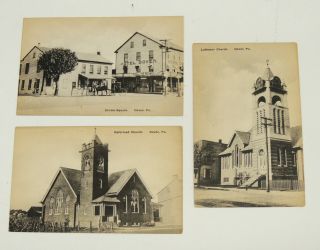 3 Dover Pa Vintage Postcards Center Square Centre & Church York County