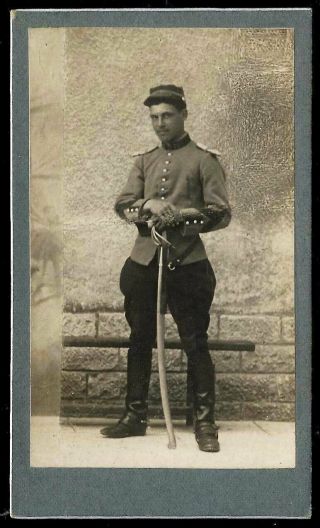 Ww1 - French Photo Cdv :cavalry Soldier With Sword