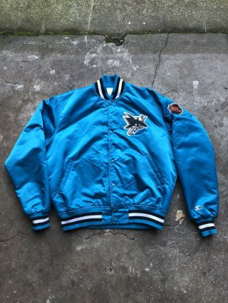 Vintage 90s Starter Nhl San Jose Sharks Satin Jacket Size L