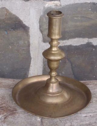Antique 17th Century Brass Candlestick Lighting Candle Holder Early C.  1690