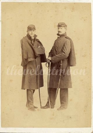 Vintage Male Studio - 1892 Cabinet Card Portrait Of Men In Uniform Missing Arm