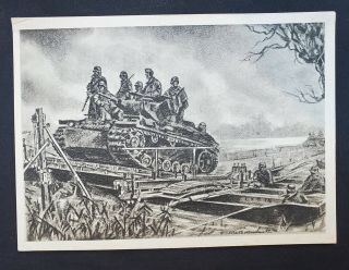 Vintage Ww2 German Postcard Propaganda Panzer / Tank " Pioneer 
