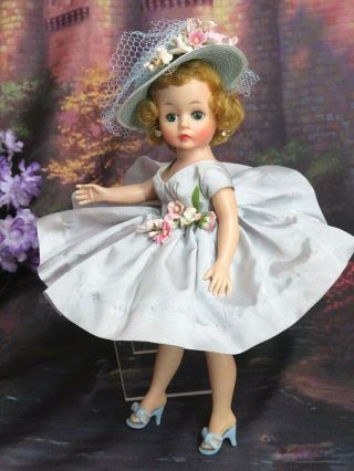 Vintage 1950 Madame Alexander Cissette Doll Tagged Blue Dress Shoes Hat Blonde