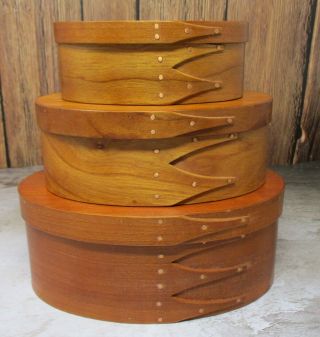 Antique Shaker Style PANTRY BOXES Set of 3 Hand Made,  Wood ORLEANS CARPENTERS 2