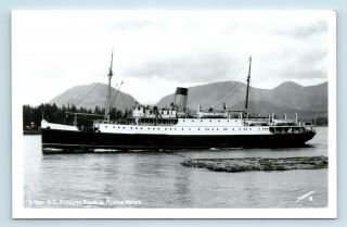 Ss Princess Nora In Alaska Waters - Vtg Steamer Photo Rppc
